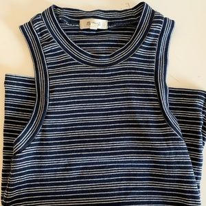 Blue and white striped tank